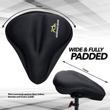 Large Bike Seat Cushion Cover - Used for Maximum Comfort - Helps as Padded Gel Cover and Saddle Protector in Most Stationary  Indoor  Gym and Cruiser Bikes. Dimensions 11x10 - B078LPNJDK